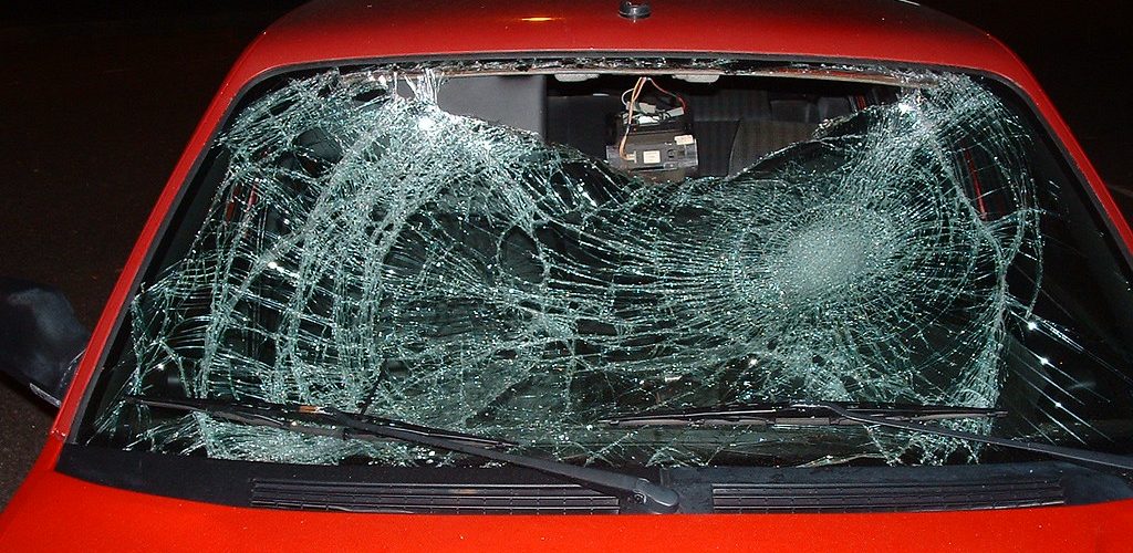 Smashed windscreen